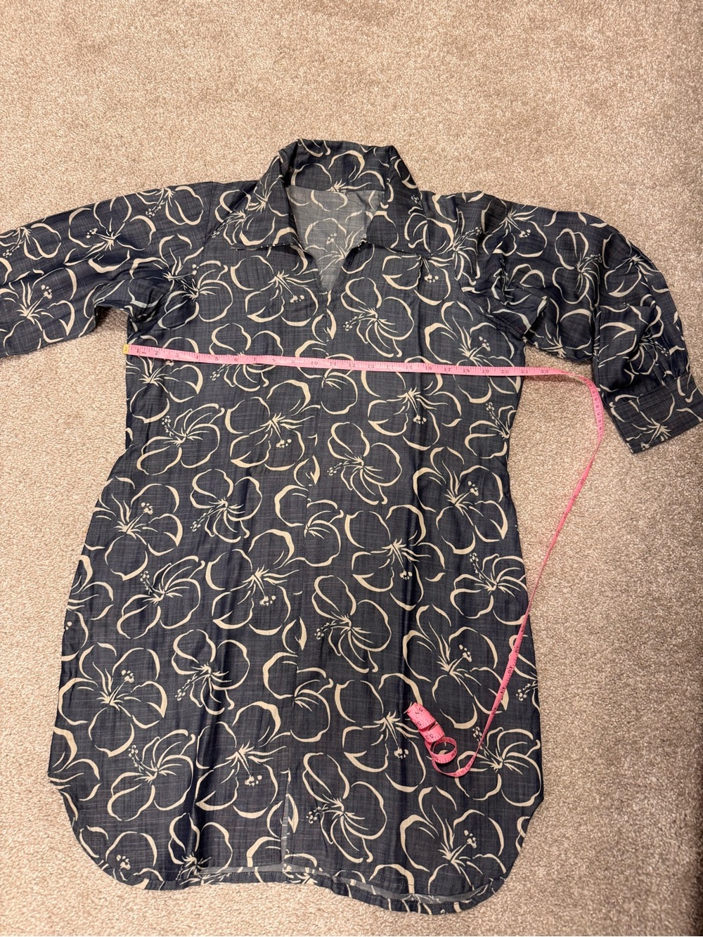Casual Floral Print Tunic Top - Black/Cream